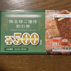 安楽亭500円割引優待券