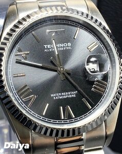  new goods TECHNOS Tecnos wristwatch regular goods analogue wristwatch quarts stainless steel calendar everyday life waterproof business black men's present 