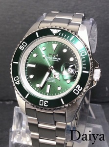  новый товар TECHNOS Tecnos стандартный товар наручные часы серебряный зеленый Divers часы весь из нержавеющей стали отсутствует аналог наручные часы многофункциональный наручные часы водонепроницаемый мужской 