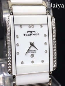  new goods TECHNOS Tecnos regular goods silver white calendar quartz analogue wristwatch multifunction wristwatch 3 atmospheric pressure waterproof sapphire crystal 