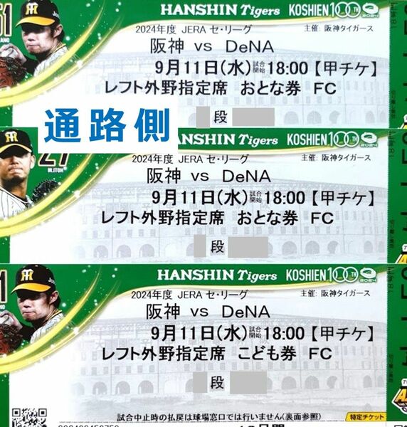 9月11日 ◆ 阪神 vs DeNA ◆ レフト外野（大2小1）