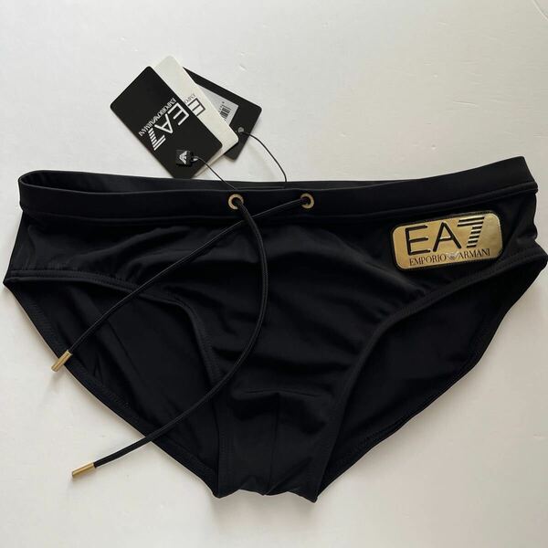 EA7 EMPORIO ARMANI 競泳水着 L-XL(48) ブラック　黒　競パン メンズスイムウエア　スイムビキニ　フィットネススイムウエア　男性水着