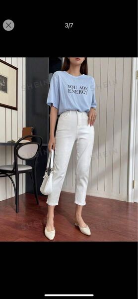 シーイン ホワイトパンツ スキニーストレート アンクル丈 Lサイズ新品未使用