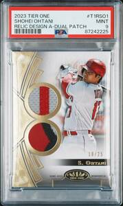 [1 jpy auction ][25 sheets limitation ][PSA9]TOPPS TIER ONE large . sho flat actual use jersey - card enzerusMLB insert Shohei Ohtani