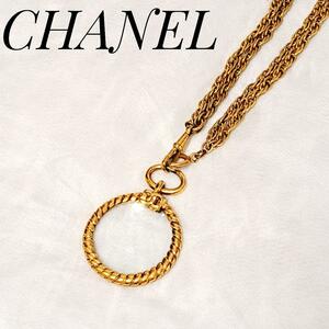  Chanel CHANEL хорошая вещь здесь Mark лупа колье золотая цепь Vintage Vintage подвеска двойной цепь формальный 