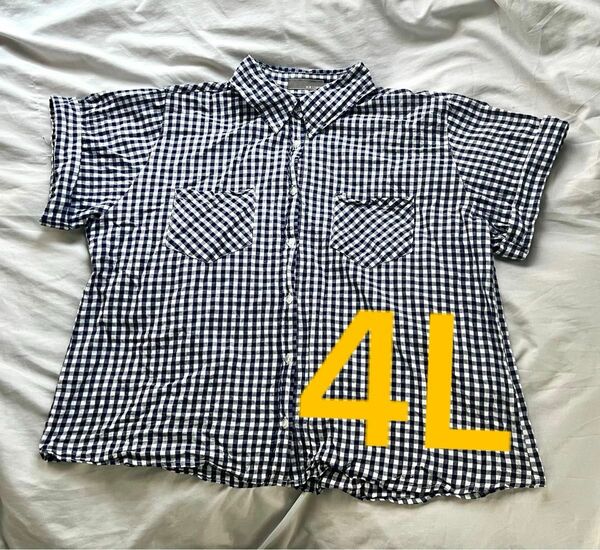 【4L】　大きいサイズ　チェックシャツ