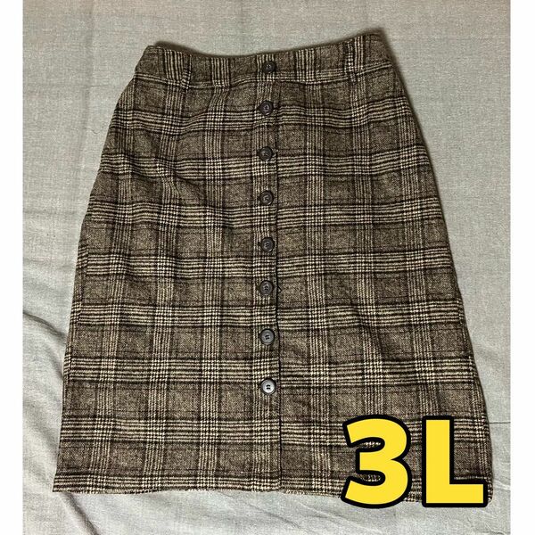 【3L】大きいサイズ チェック柄タイトスカート