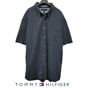 【大きいサイズ】TOMMY HILFIGER /トミーヒルフィガー メンズ 半袖シャツ XLサイズ ネイビー×ホワイト おしゃれ夏服 綿100% I-4066