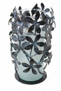 フィリピン製 輸入雑貨 ジャスミン スモークガラス Vase 花瓶 リビングスタジオ 直輸入 シャビー アンティーク フラワーベース PIE-251