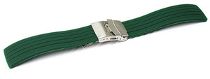 腕時計 ベルト 20mm ラバー グリーン シルバー グルービング mr02-gr-s