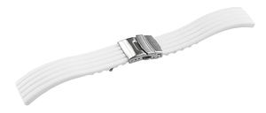 腕時計 ベルト 22mm ラバー ホワイト シルバー グルービング mr02-wh-s