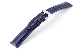 腕時計 レザー ベルト 18mm ネイビー 紺 クロコダイル型押し 牛革 ピンバックル シルバー ar04nv-n-s 腕時計 バンド 交換