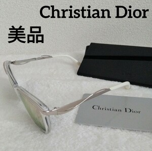 美品 S37 Christian Dior クリスチャンディオール ディオール サングラス Dior Metaleyes2 ケース付 ギャランティーカード付 ホワイト