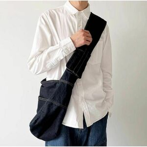  shoulder bag News paper bag military bag black Denim 