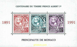 モナコ公国『アルバート切手(小型)』１９９１年１１月７日発行 (未使用切手)