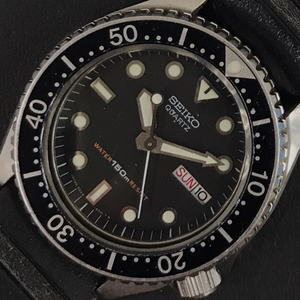 セイコー デイデイト クォーツ 腕時計 ブラック文字盤 未稼働品 純正ベルト 6458-6000 ファッション小物 SEIKO