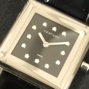センチュリー タイムジェム 12P ダイヤモンド クォーツ 腕時計 ブラック文字盤 レディース 純正ベルト Century