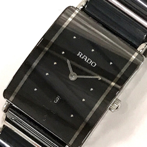 ラドー デイト クォーツ 腕時計 160.0486.3 メンズ スクエアフェイス ブラック 未稼働品 純正ブレス RADO