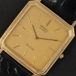  Seiko Dolce 10K + SS quartz wristwatch men's Gold color not yet operation goods after market belt 6730-5160 brand small articles 