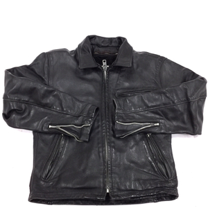  Schott size 38 leather long sleeve jacket Zip up outer men's black group black series Schott QR062-459