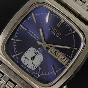 セイコー モナコ デイデイト 自動巻 オートマチック 腕時計 7018-5000 メンズ ブルー文字盤 社外ブレス ジャンク品
