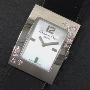 クリスチャンディオール マリス シェル文字盤 クォーツ 腕時計 D78-1093 純正ベルト スクエアフェイス 付属品あり