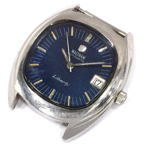 ウォルサム デイト 自動巻 オートマチック 腕時計 フェイスのみ ブルー文字盤 ジャンク品 不動品 WALTHAM QR062-267