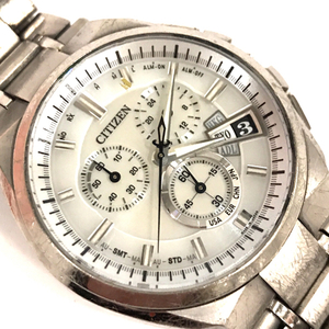 シチズン エコドライブ クロノグラフ 腕時計 H610-T018050 メンズ ジャンク品 純正ブレス CITIZEN QR062-342