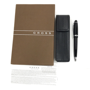 1円 クロス ツイスト式 ボールペン ブラック×シルバーカラー 全長約14cm インクあり 文房具 保存箱付き CROSS