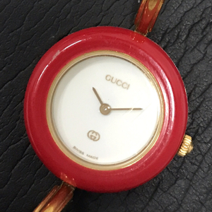 グッチ チェンジベゼル クォーツ 腕時計 11/12 ブレスレットウォッチ レディース 付属品あり 未稼働品 GUCCI