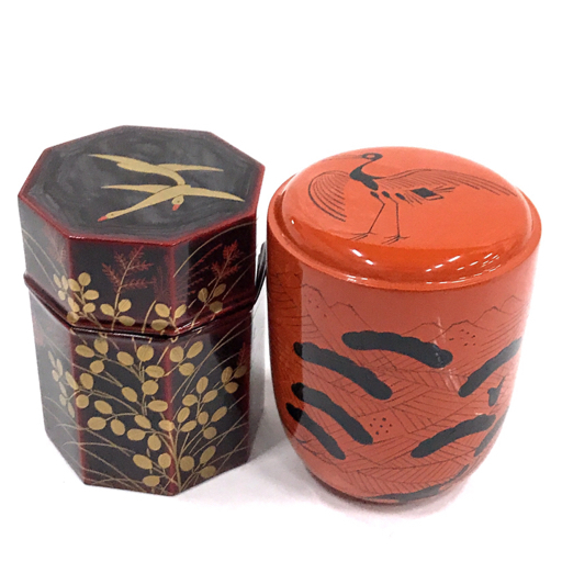 F 中村宗悦 井伊宗観好 早梅に鴛鴦蒔絵 老松茶入 茶道具 共布 共 F 中村宗悦 井伊宗観好 早梅に鴛鴦蒔絵 老松茶入 茶道具 共布 共