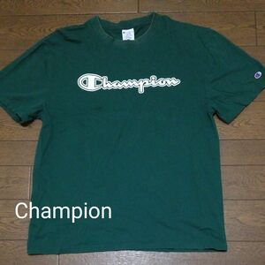 Champion　ロゴプリントTシャツ　グリーン系　ASIA-XL C-2430