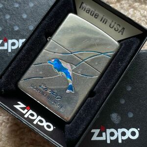 【USED】zippo 2003年vintage 真珠色レインボー ドルフィン オイルライター