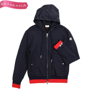 MONCLER/モンクレール MAGLIA CARDIGAN E10918424800 V8020 パーカー 長袖ジップアップフーディー ロゴ S 黒 紺[NEW]★61BA82