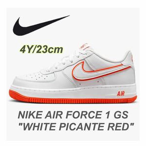 NIKE AIR FORCE 1 GS WHITE PICANTE REDナイキ エア フォース 1 ‘キッズ(DV7762-101)白23cm箱あり