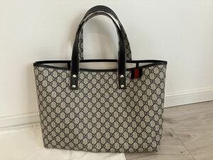 【送料無料】GUCCI トートバッグ シェリーライン GGスプリーム レザー PVC ネイビー 211134