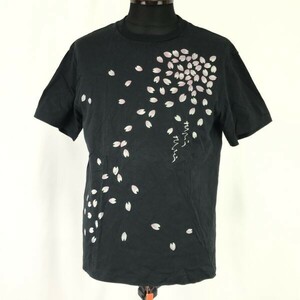 レア！桜柄☆オクラ/OKURA/聖林公司☆和柄/プリントTシャツ【2/メンズM/黒/black】日本製/ハリウッドランチマーケット/Tops/Shirts◇cBH721