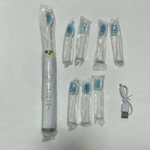 電動歯ブラシ 詰替ブラシ セット商品 5つのモード 超音波振動 切り替え歯ブラシ7個付き カラーホワイト