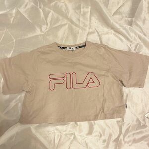 FILA ショート丈 半袖Tシャツ くすみピンク グレイル レディース トップス フィラ GLR ゆったりサイズ フリーサイズ
