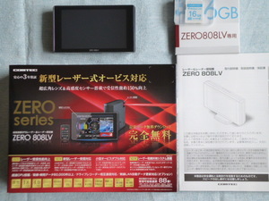 USED COMTEC ZERO 808LV+無線LAN内蔵SDHCカード　新型光オービス(レーザー式)対応 4.0インチワンボディGPS内蔵レーダー対策済