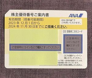 全日空 ANA 株主優待券　１枚　番号/パスワード通知　【有効期限2024年11月30日】