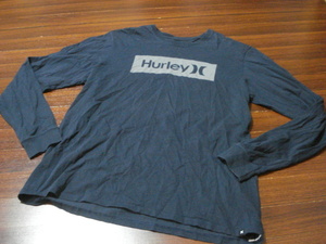 Hurley-Xデカロゴ長袖Tシャツ/メンズ/M/ネイビー/ハーレー/ロングTシャツ