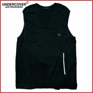 希少 UNDERCOVER アンダーカバー 10SS less but better期 ロゴ プリント ジップ ニット ベスト Vネック ノースリーブ カットソー Tシャツ 2