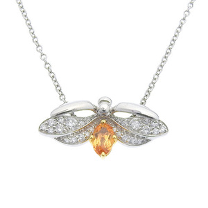  Tiffany garnet diamond fire - fly pendant 62584750 Pt950 K18 YG necklace ho taru40803001603[ a la mode ]