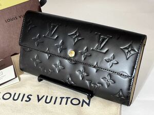 1円《美品》LOUIS VUITTON ルイヴィトン 長財布 TN0151 ヴェルニ モノグラム ポルトフォイユ サラ ブラック 男女兼用 