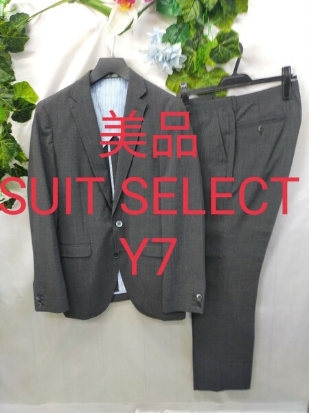 美品 スーツセレクト メンズ スーツ Y7 XL グレー チェック
