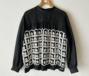 mina perhonen [ring flower] вышивка блуза черный tops mina perhonen не использовался 36~38 размер linen переиздание ограничение 