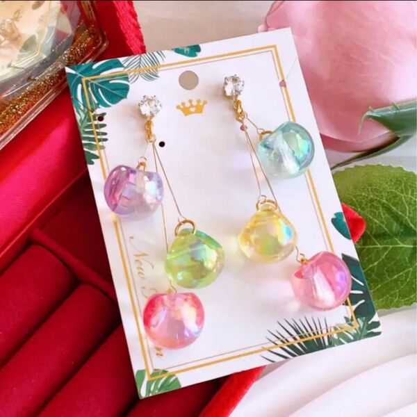 マーメイド オーロラカラー 鈴丸 レディース ハンドメイド ピアス イヤリング アクセサリー