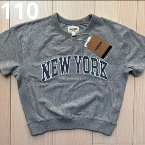 ニューヨーク New York NY グレー ロゴ Tシャツ 綿100% 110