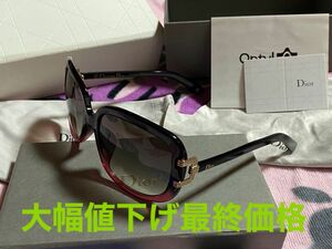 Christian Dior ディオール サングラス ブラック×レッド(ピンク) 付属品 箱 ケース 保存袋 クロス ケアカード